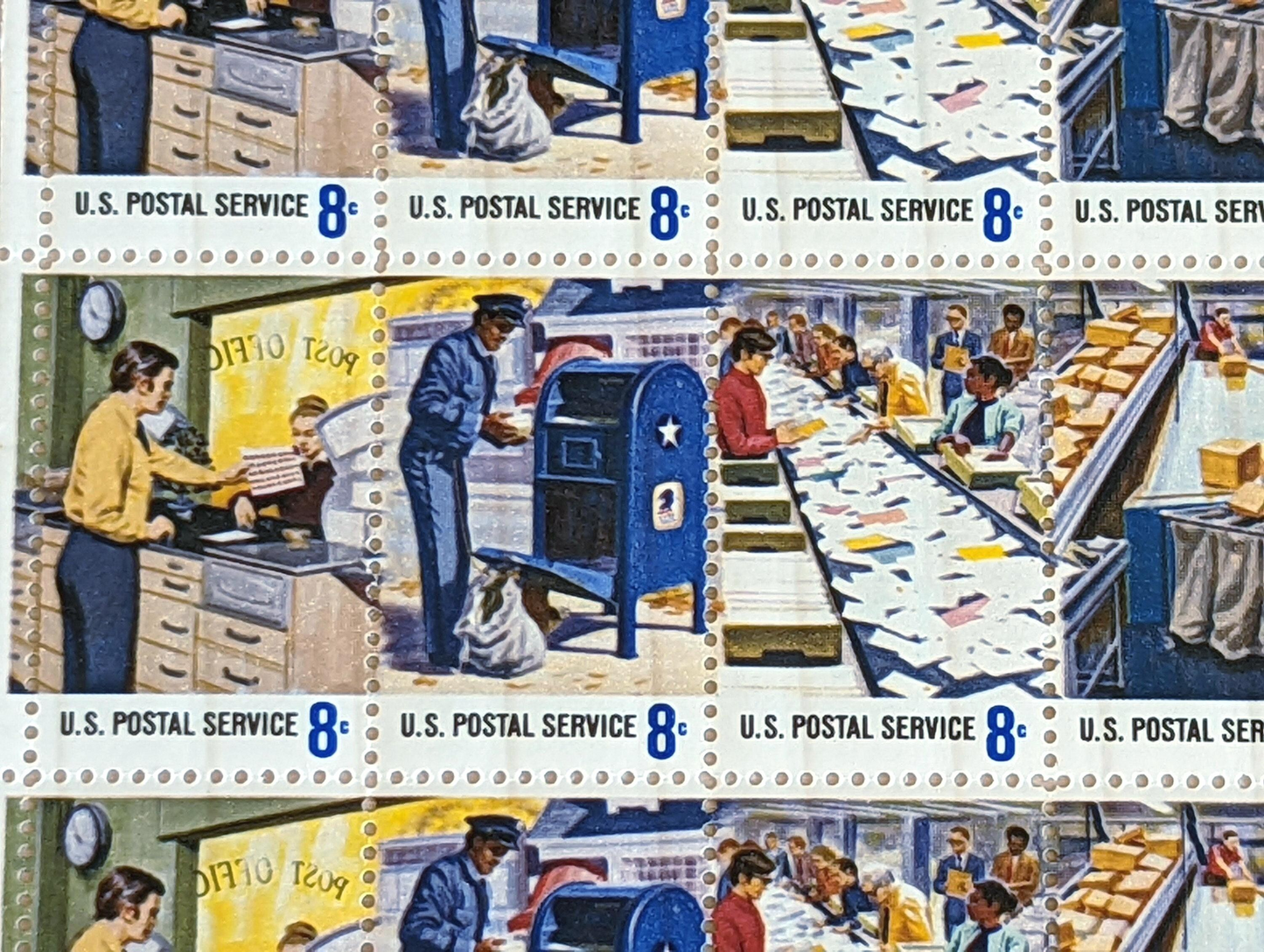 U.S. Postal Service, Vintage Unused USPS 8 Cent Postage Stamps, U.S. Postal Service Stamps, 1972, Gummed