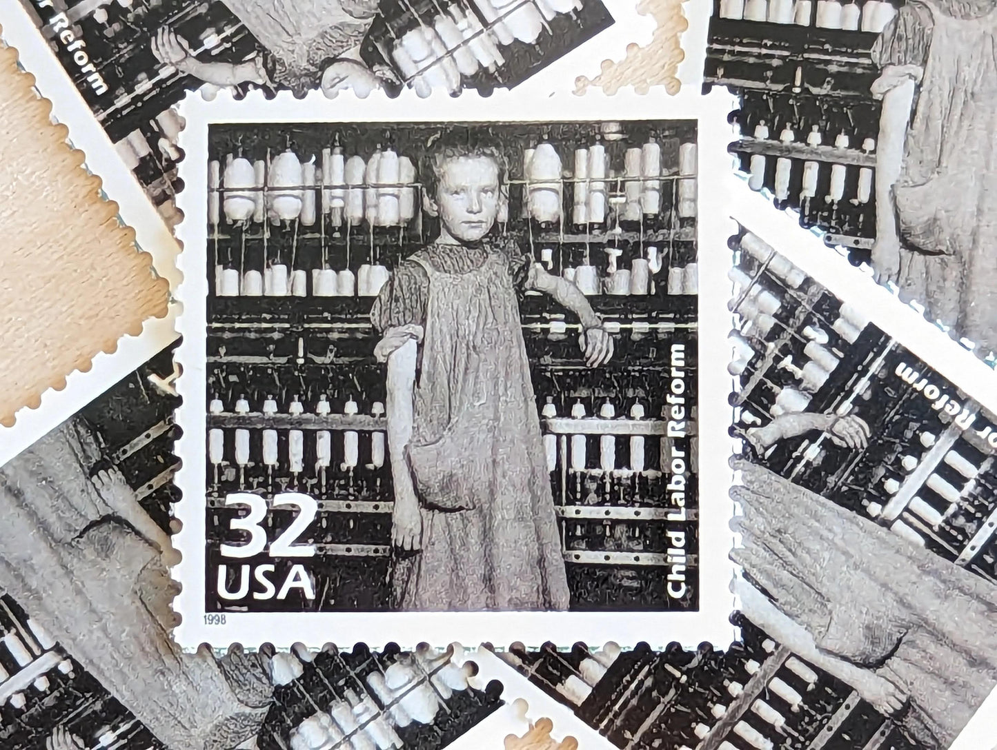 Child Labor Reform, Set of 5, Vintage Unused USPS 32 Cent Postage Stamps, 1910s Celebrate the Century Stamps 1998, Gummed