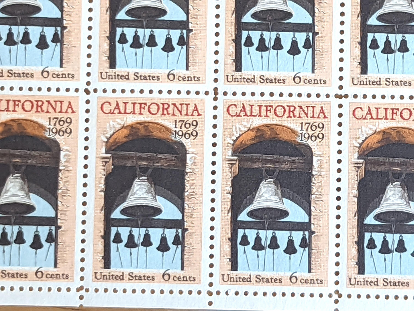 California Statehood, Vintage Unused USPS 6 Cent Postage Stamps, Statehood Stamps (California), 1969, Gummed
