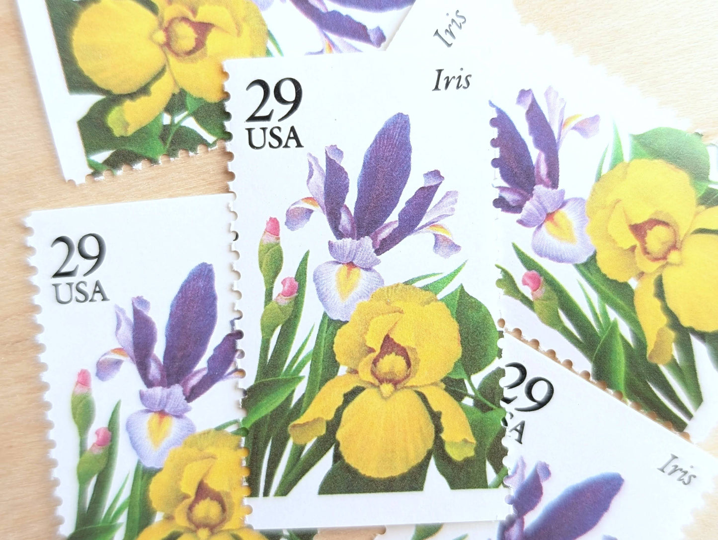 Iris Stamps, Set of 5, Vintage Unused USPS 29 Cent Postage Stamps, Flower Stamps 1993, Gummed