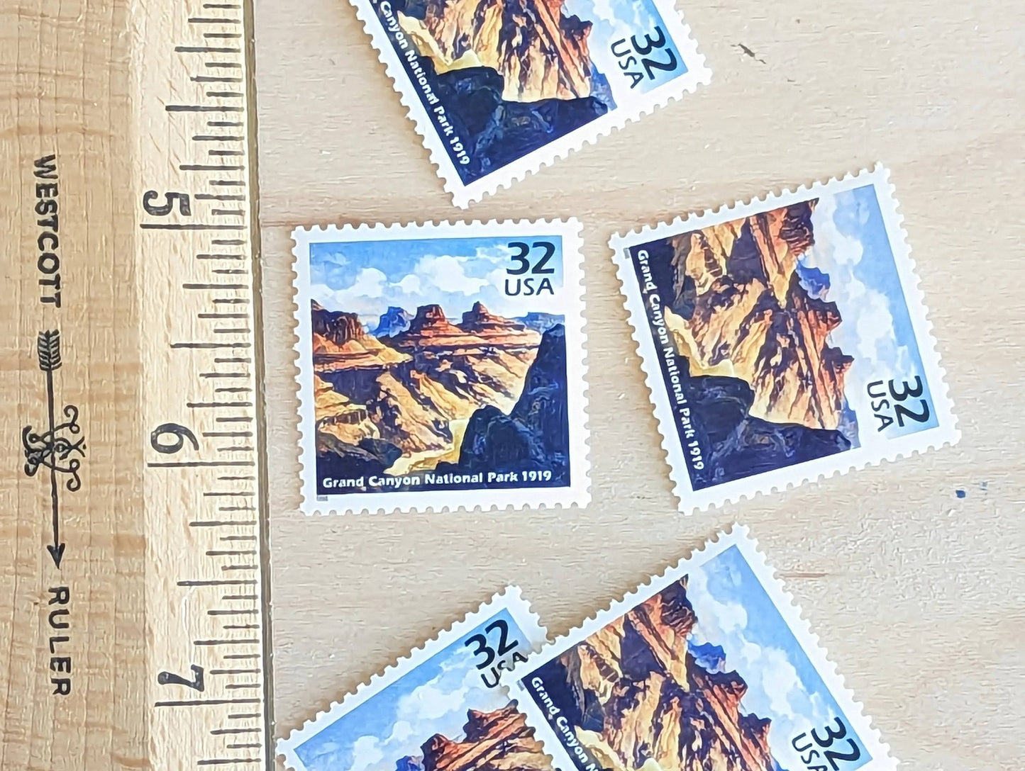 Grand Canyon, Set of 5, Vintage Unused USPS 32 Cent Postage Stamps, 1910s Celebrate the Century Stamps 1998, Gummed