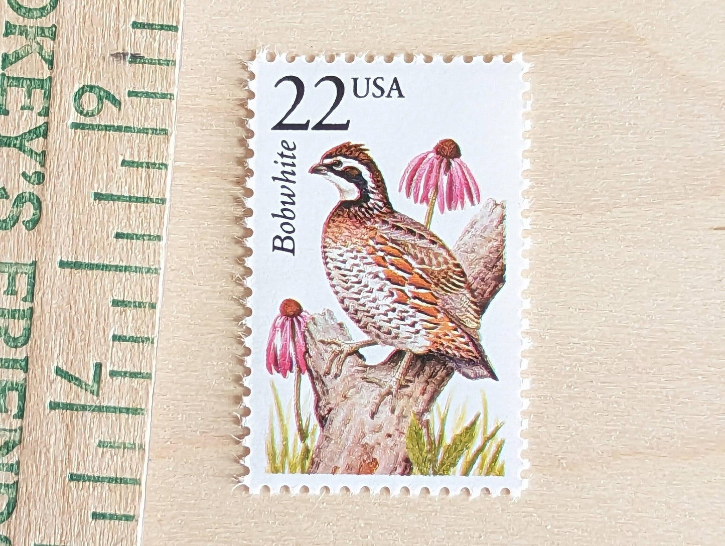 Bobwhite, Set of 5, Vintage Unused USPS 22 Cent Postage Stamps, North American Wildlife Series 1987, Gummed