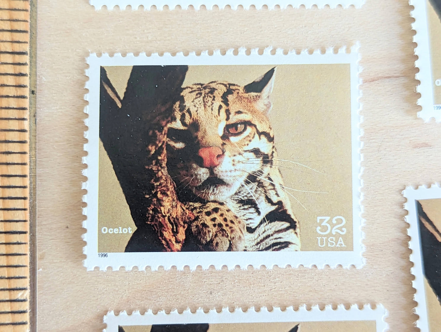 Ocelot Stamps, Set of 5, Vintage Unused USPS 32 Cent Postage Stamps, Endangered Species 1995, Gummed