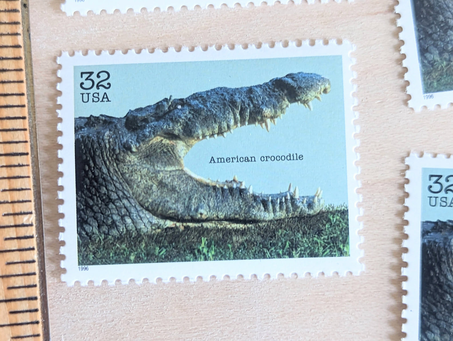 American Crocodile Stamps, Set of 5, Vintage Unused USPS 32 Cent Postage Stamps, Endangered Species 1995, Gummed