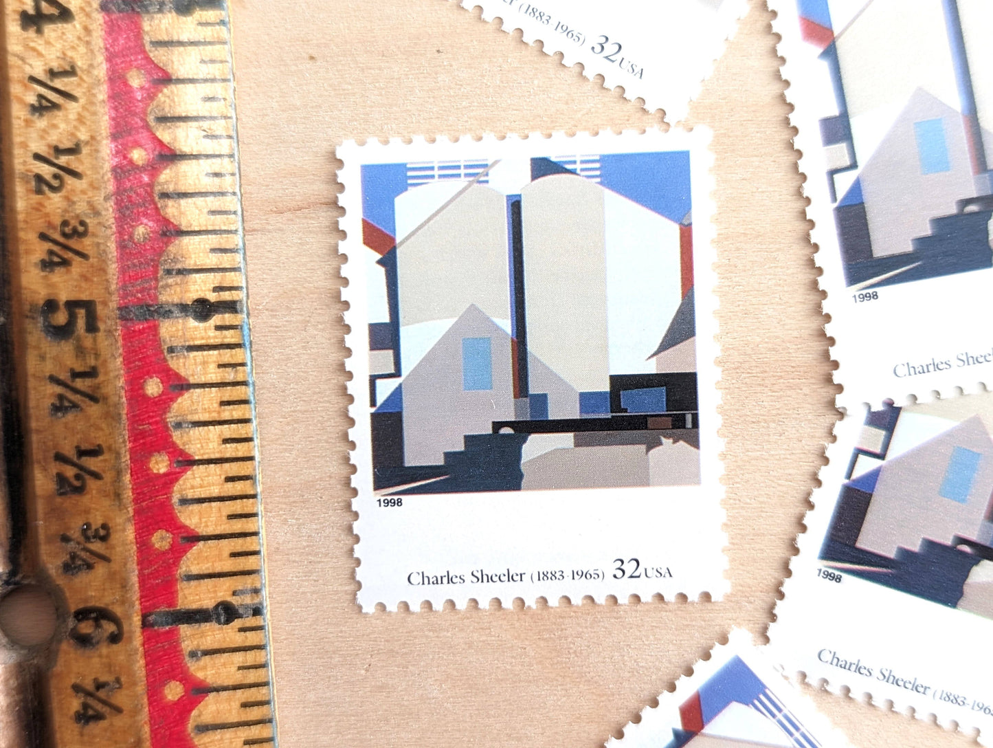 Two Against The White by Charles Sheeler, Set of 5, Vintage Unused USPS 32 Cent Postage Stamps, Four Centuries of American Art Series 1997, Gummed
