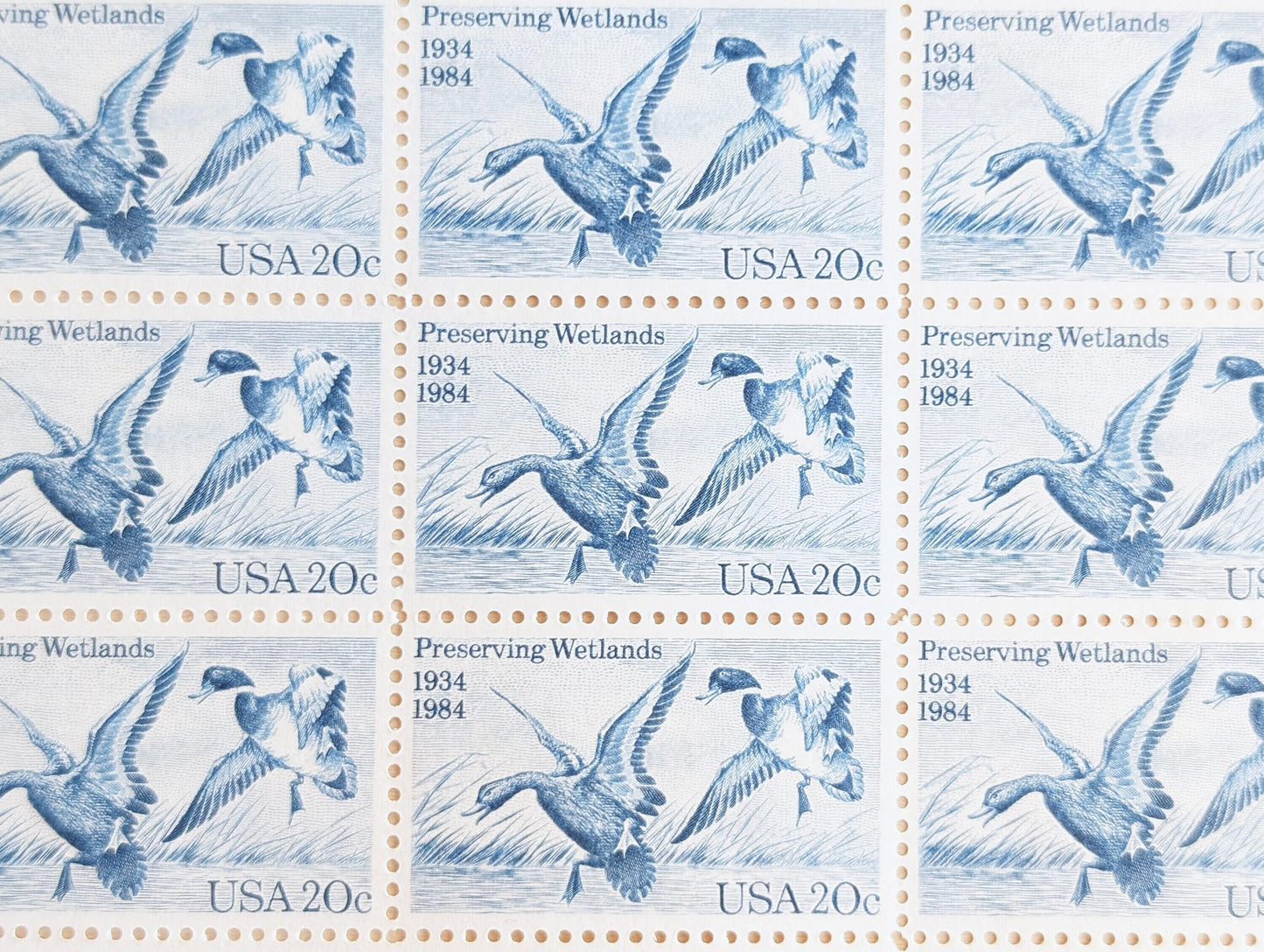 Preserving Wetlands, Vintage Unused USPS 20 Cent Postage Stamps, Preserving Wetlands Stamps, 1984, Gummed