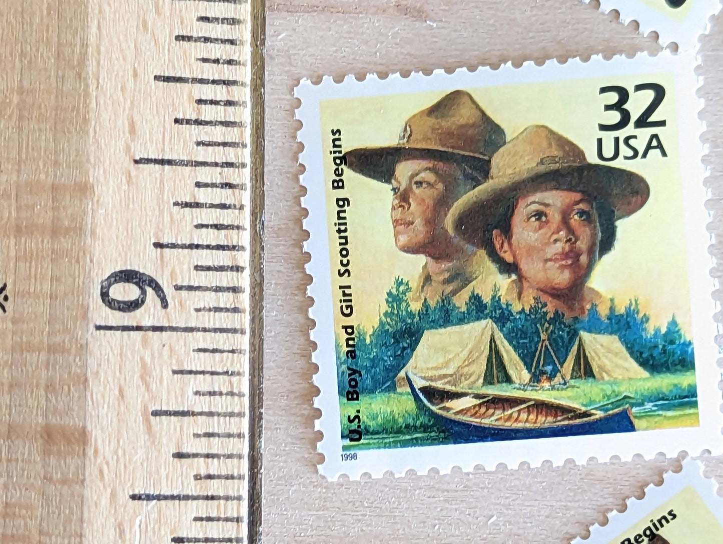 Boy and Girl Scouts of America, Set of 5, Vintage Unused USPS 32 Cent Postage Stamps, 1910s Celebrate the Century Series 1998, Gummed