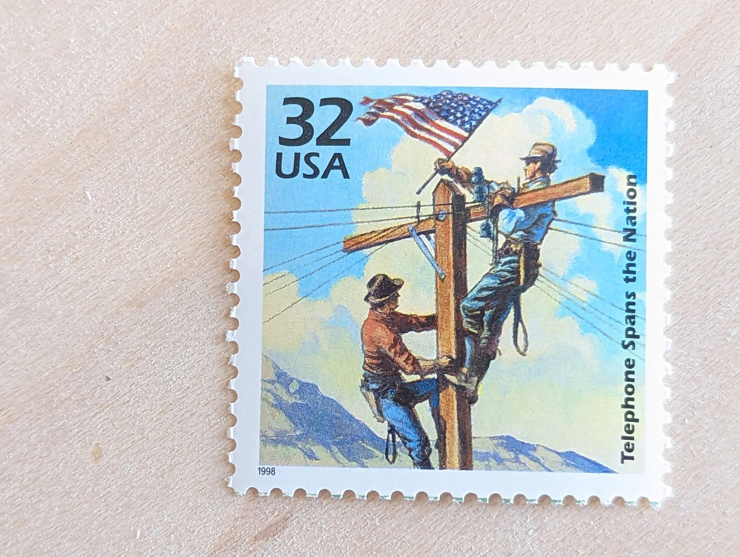 Transcontinental Telephone Line, Set of 5, Vintage Unused USPS 32 Cent Postage Stamps, 1910s Celebrate the Century Stamps 1998, Gummed