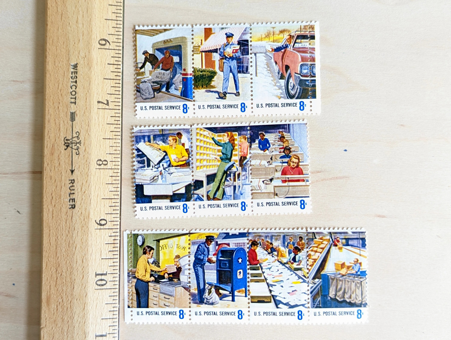 U.S. Postal Service, Vintage Unused USPS 8 Cent Postage Stamps, U.S. Postal Service Stamps, 1972, Gummed