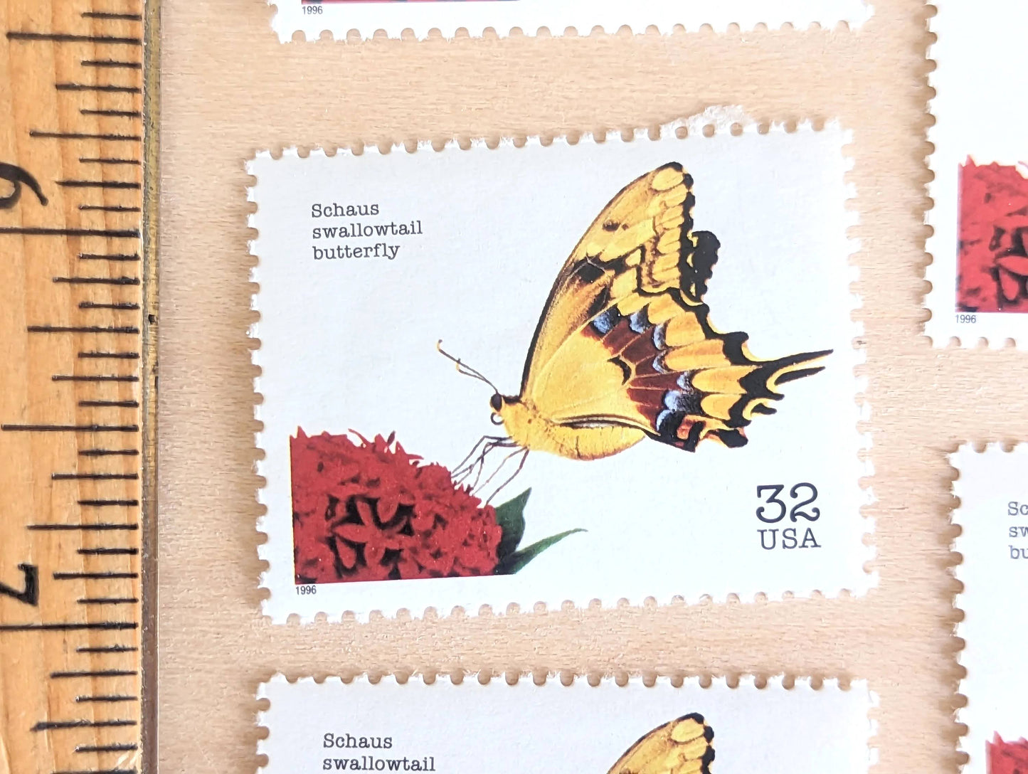 Schaus Swallowtail Butterfly, Set of 5, Vintage Unused USPS 32 Cent Postage Stamps, Flowers and Endangered Species Series 1995, Gummed
