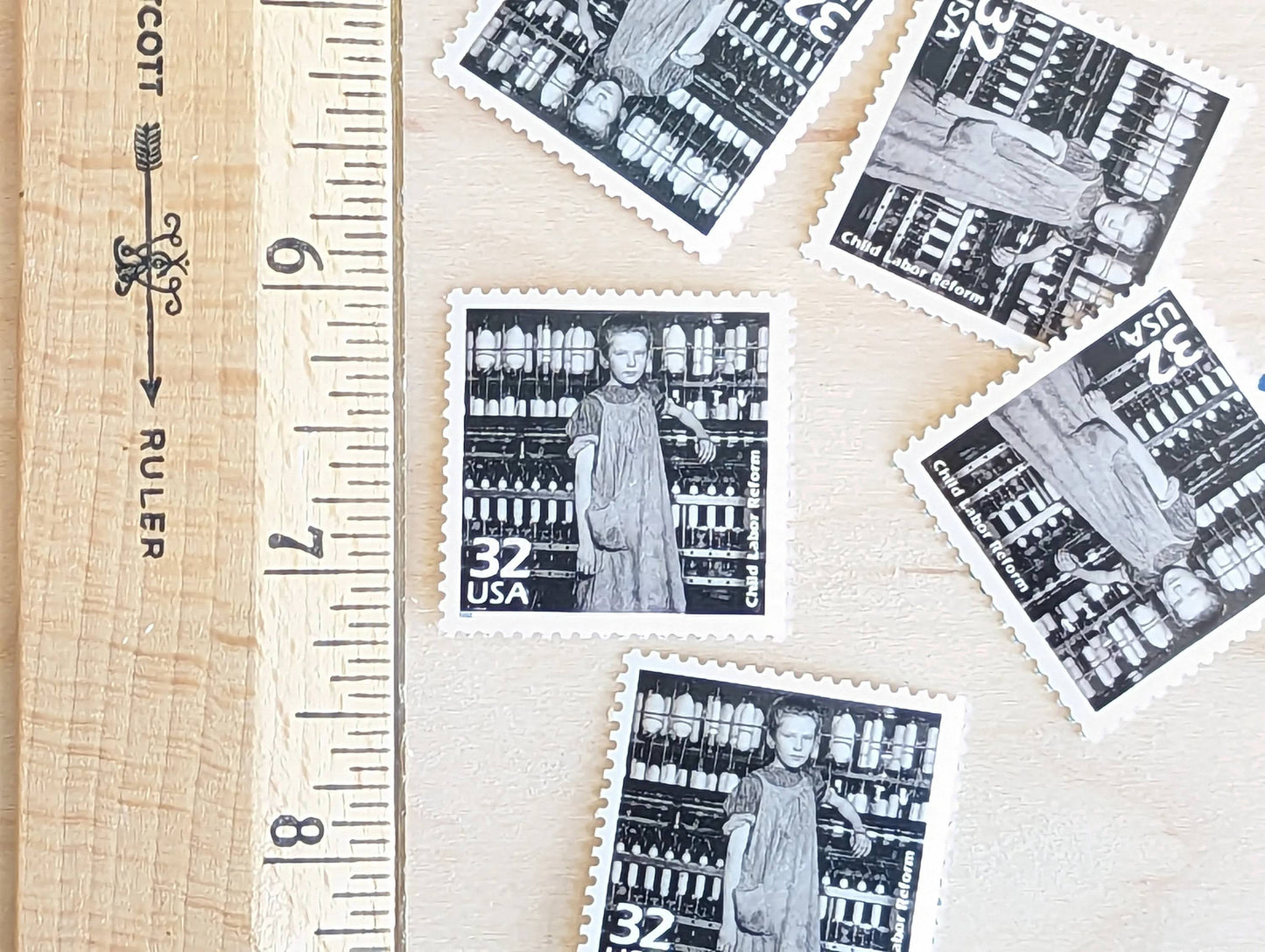 Child Labor Reform, Set of 5, Vintage Unused USPS 32 Cent Postage Stamps, 1910s Celebrate the Century Stamps 1998, Gummed