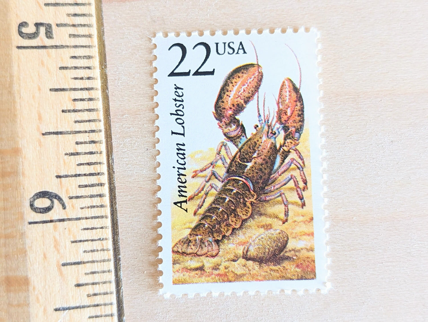 American Lobster, Set of 5, Vintage Unused USPS 22 Cent Postage Stamps, North American Wildlife Series 1987, Gummed