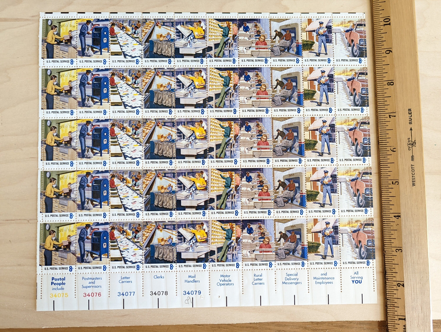 U.S. Postal Service, Vintage Unused USPS 8 Cent Postage Stamps, U.S. Postal Service Stamps, 1972, Gummed