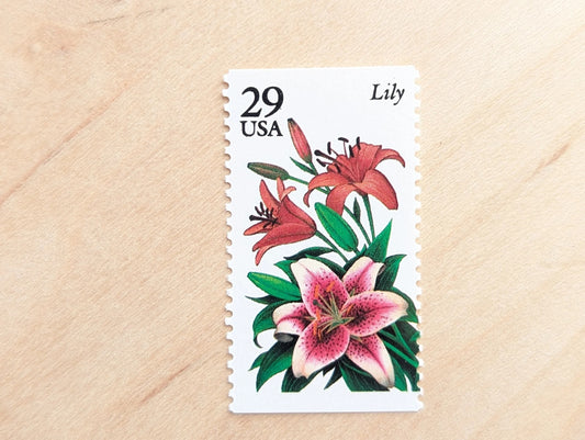 Lily, Set of 5, Vintage Unused USPS 29 Cent Postage Stamps, Flower Stamps (Lily), 1993, Gummed