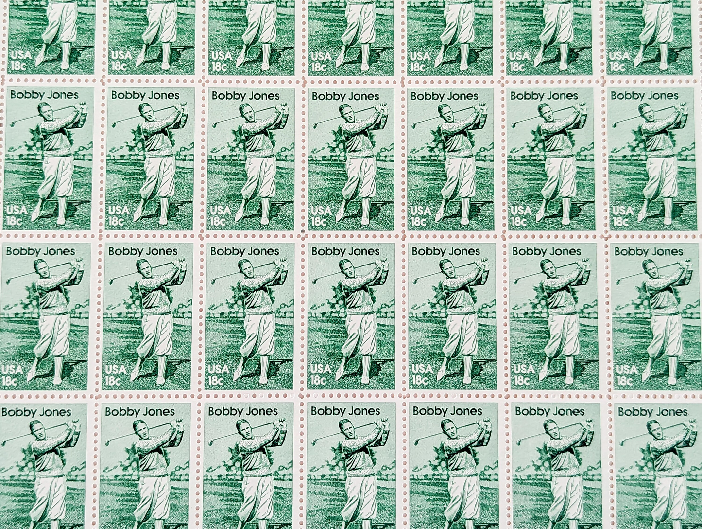 10 Bobby Jones Postage Stamps, 18 Cent Stamps, 1981 Unused US Postage Stamps