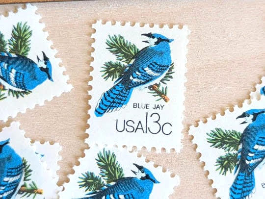 Set of 10 Blue Jay Stamps, 13 Cent, 1978 Unused Postage Stamps