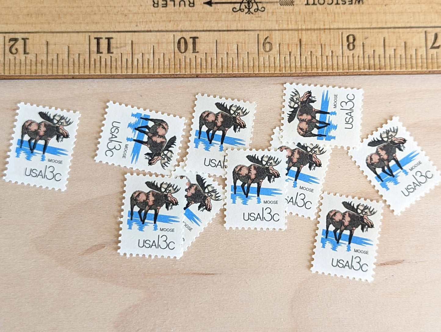 Set of 10 Moose Stamps, 13 Cent 1978 Unused Postage Stamps