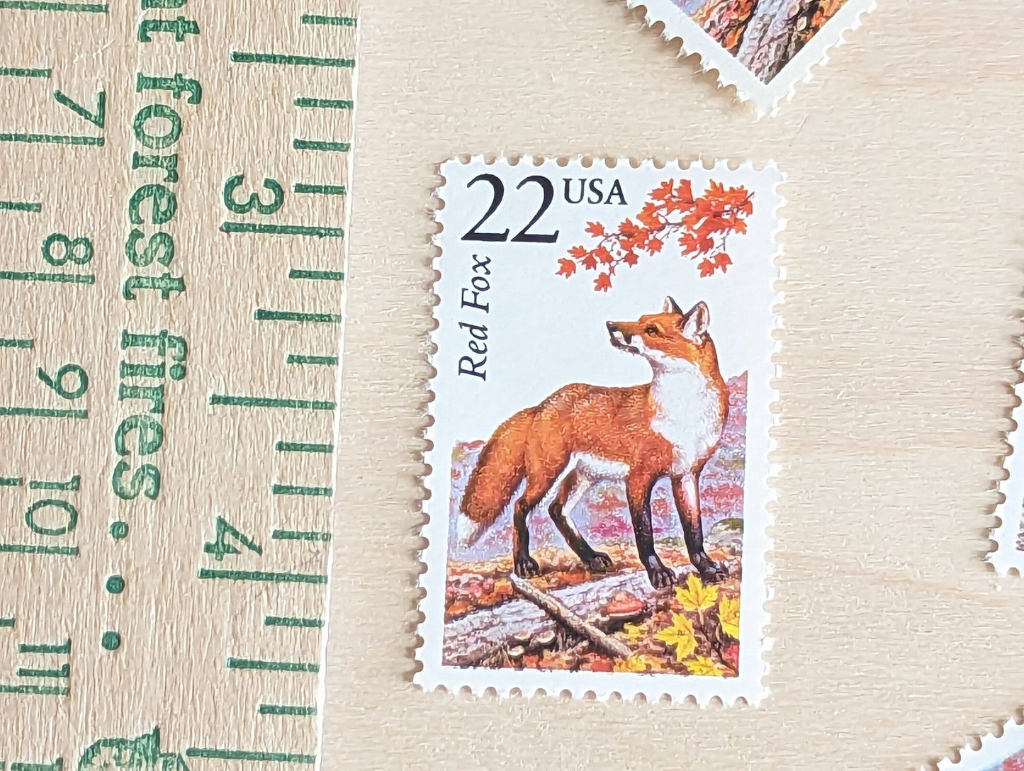 5 Red Fox, 22 Cent, 1987, Unused Postage Stamps