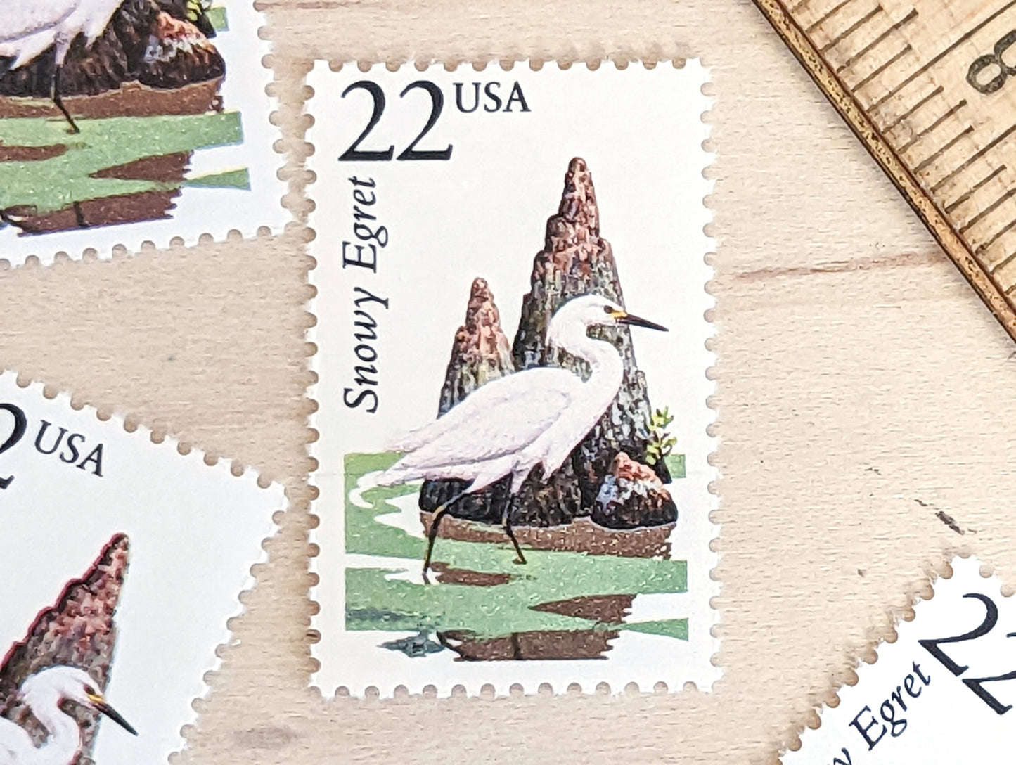 5 Snowy Egret Wildlife Stamps, 22 Cent 1987 Unused Postage Stamps