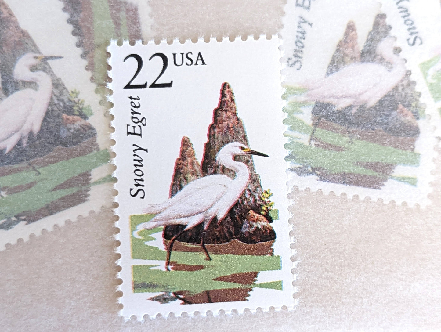 5 Snowy Egret Wildlife Stamps, 22 Cent 1987 Unused Postage Stamps