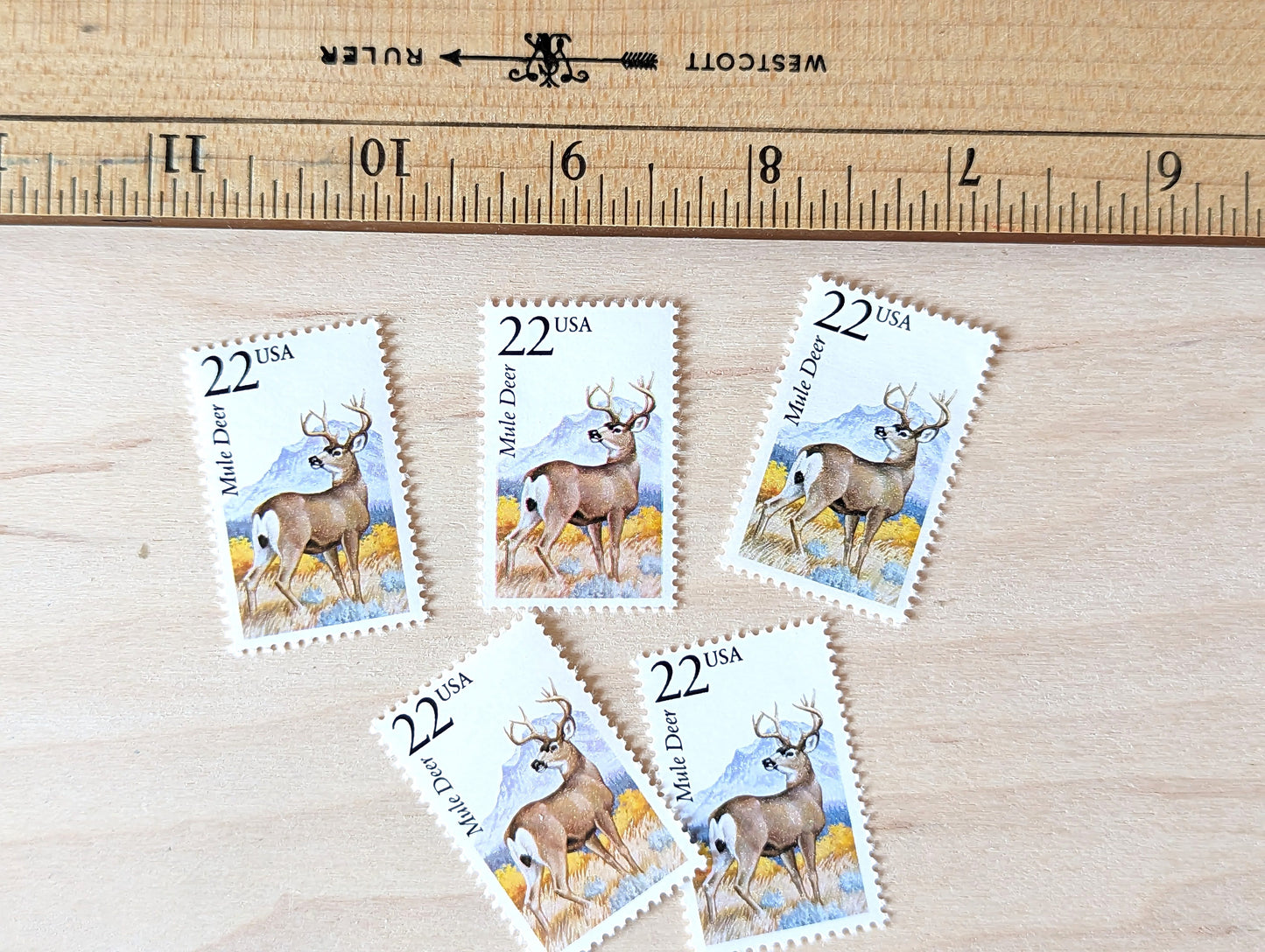 5 Mule Deer Wildlife Stamps, 22 Cent 1987 Unused Postage Stamps