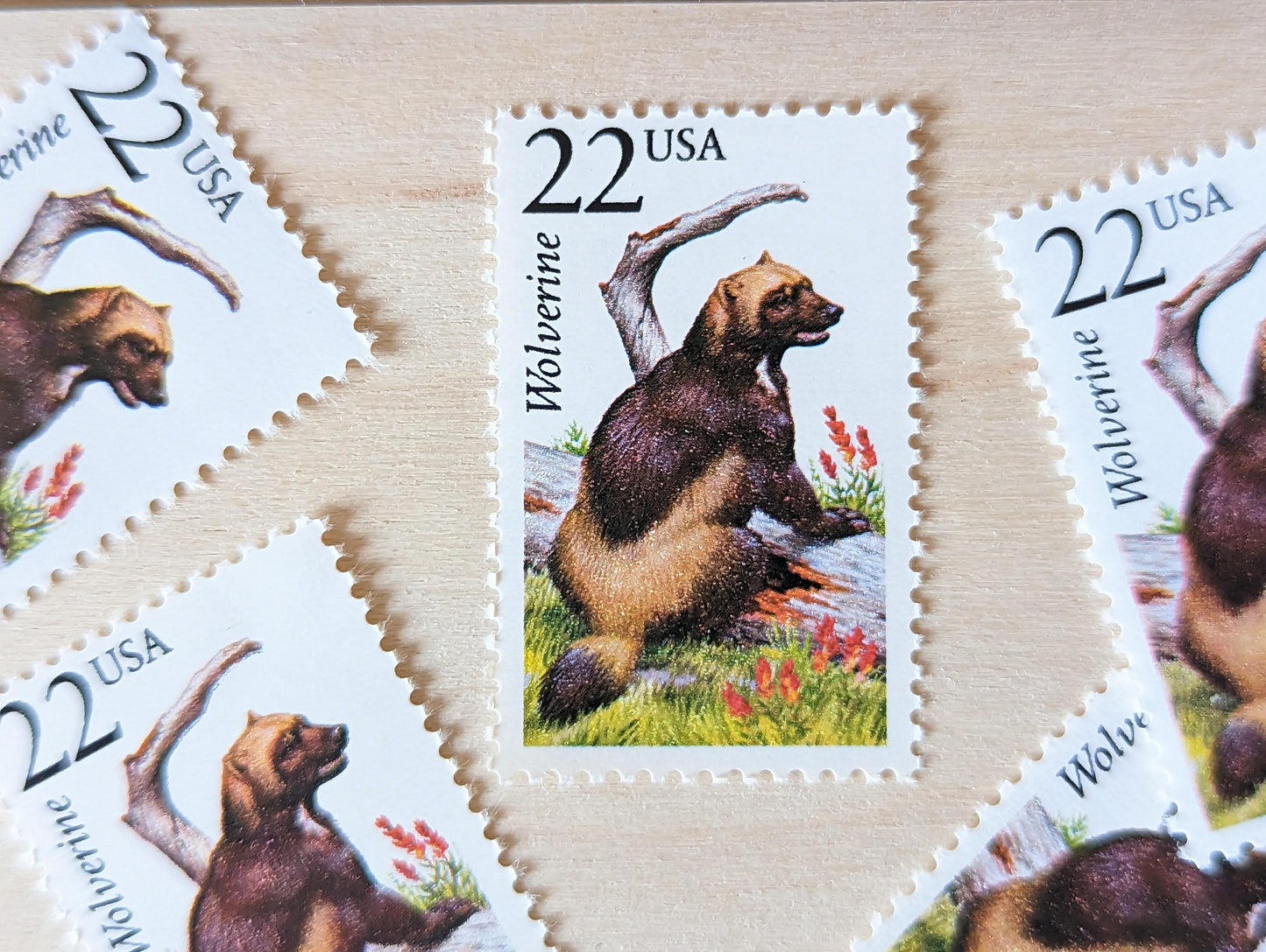 5 Wolverine Wildlife Stamps, 22 Cent 1987 Unused Postage Stamps