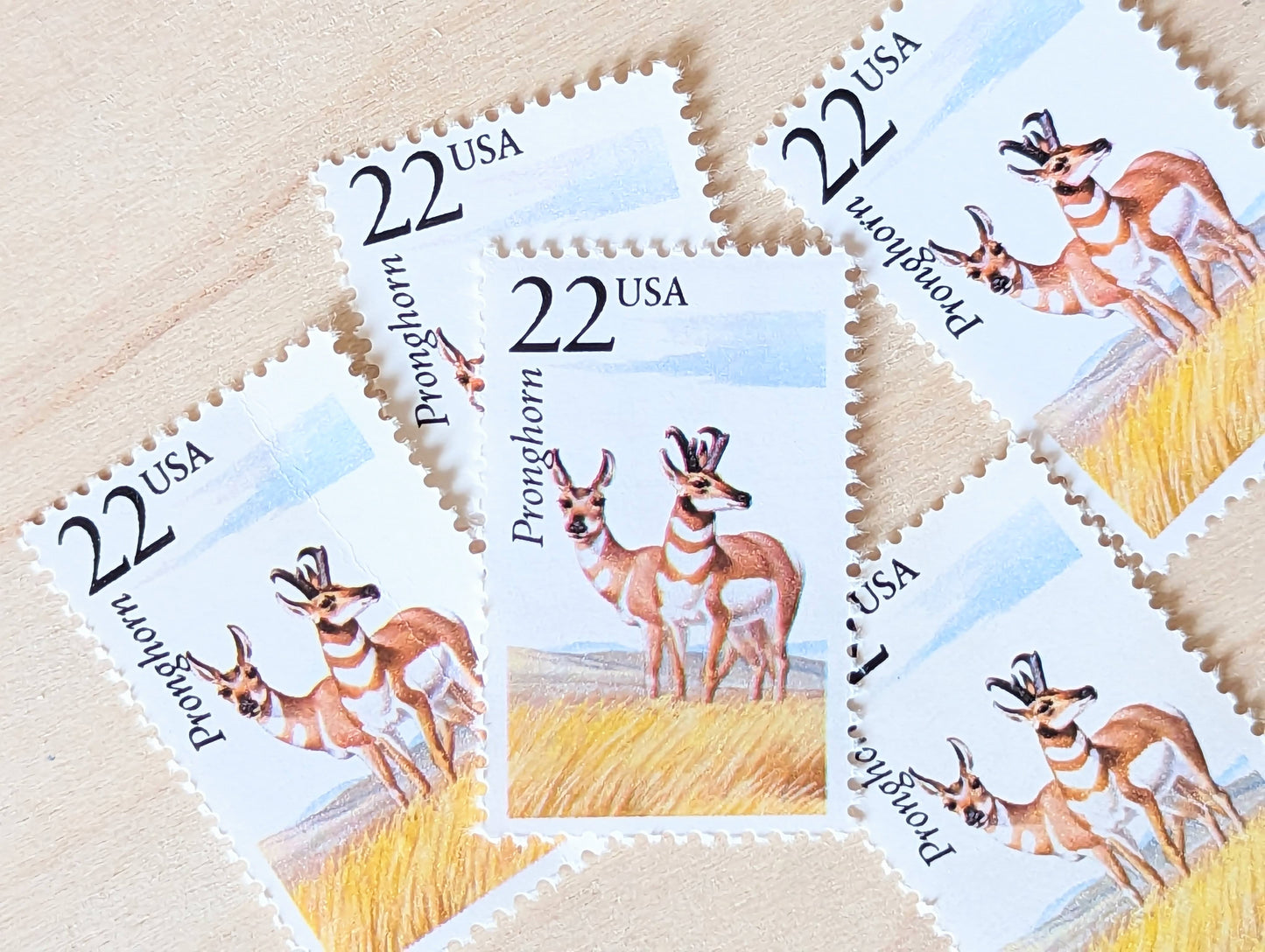 5 Pronghorn Wildlife Stamps, 22 Cent 1987 Unused Postage Stamps