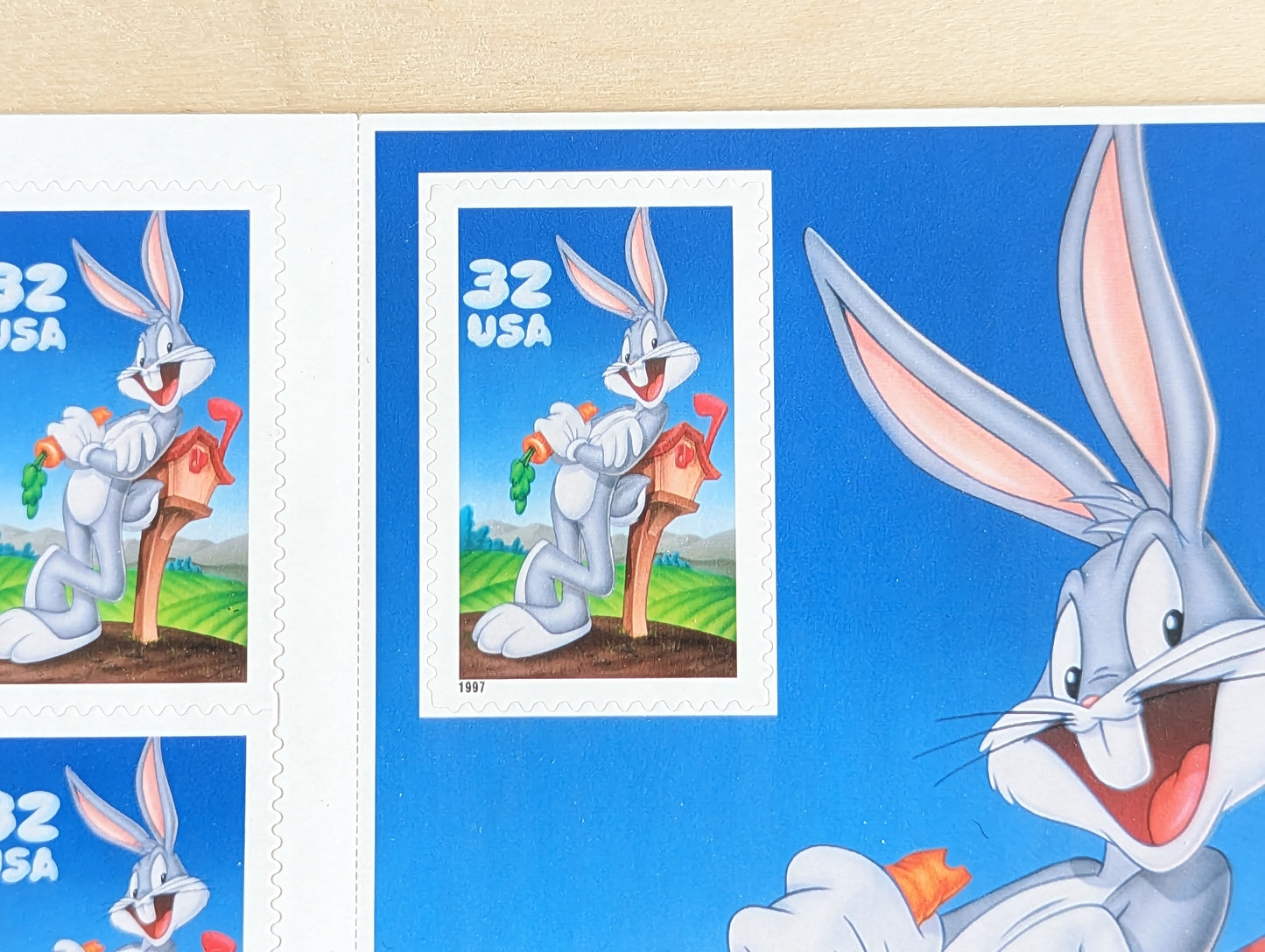 Bugs Bunny Looney Tunes, Sheet of 10, Vintage Unused USPS 32 Cent Postage Stamps, Looney Tunes Stamps (Souvenir Sheet), 1997, Gummed