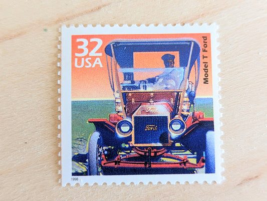 5 Model T Ford Stamps, 32 Cent, 1998, 1900s Celebrate the Century, Unused Postage Stamps