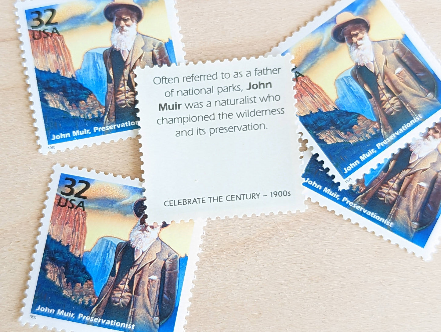 5 John Muir, 32 Cent, 1998, 1900s Celebrate The Century, Unused Postage Stamps