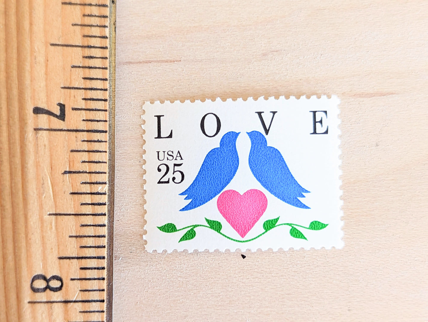 Doves and Heart, Vintage Unused USPS 25 Cent Postage Stamps, Love Series Stamps, 1995, Gummed
