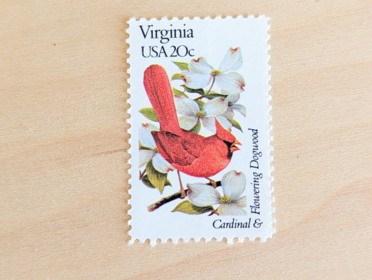 5 Virginia State Stamp, 20 Cent, 1982, State Bird and Flower, Unused Postage Stamps