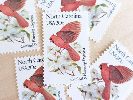 5 North Carolina State Stamp, 20 Cent, 1982, State Bird and Flower, Unused Postage Stamps