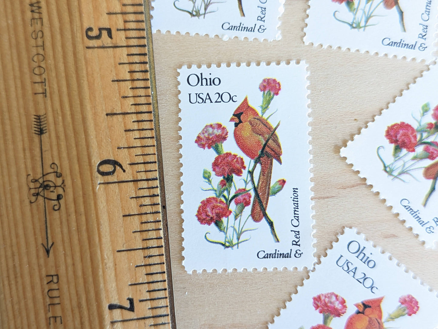 5 Ohio State Stamp, 20 Cent, 1982, State Bird and Flower, Unused Postage Stamps