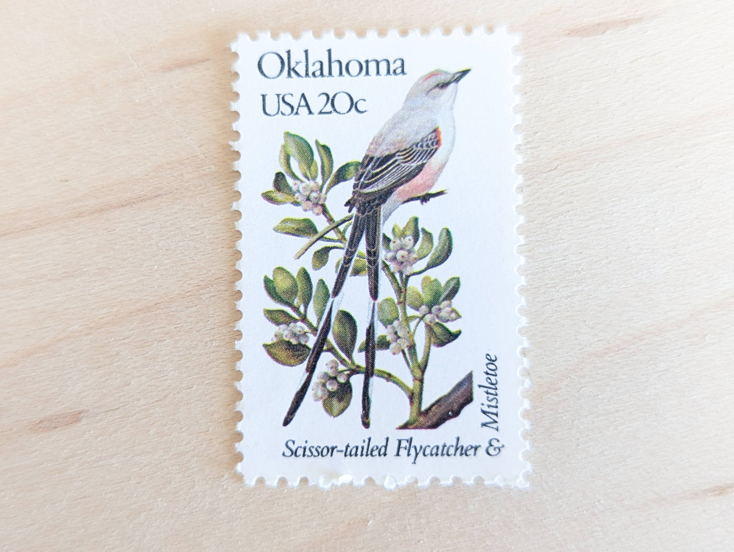 5 Oklahoma State Stamp, 20 Cent, 1982, State Bird and Flower, Unused Postage Stamps