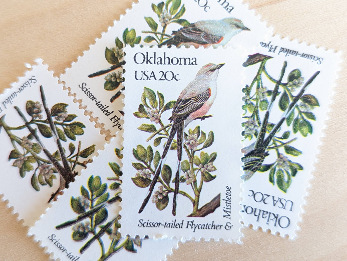 5 Oklahoma State Stamp, 20 Cent, 1982, State Bird and Flower, Unused Postage Stamps