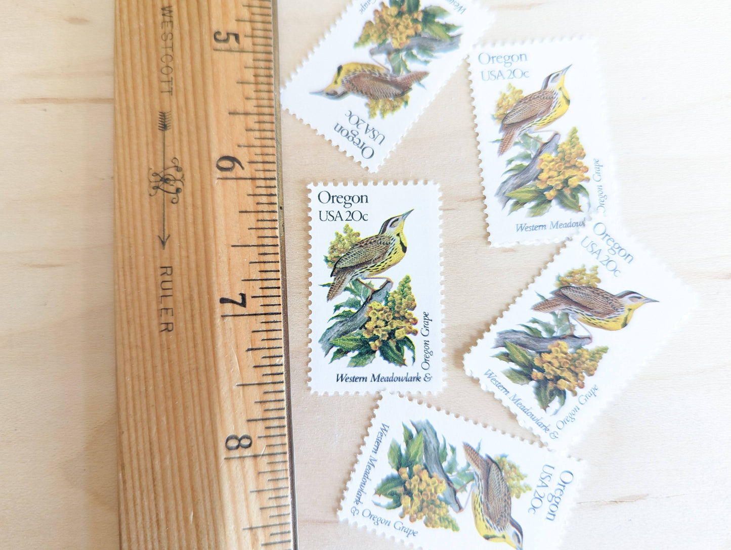 5 Oregon State Stamp, 20 Cent, 1982, State Bird and Flower, Unused Postage Stamps