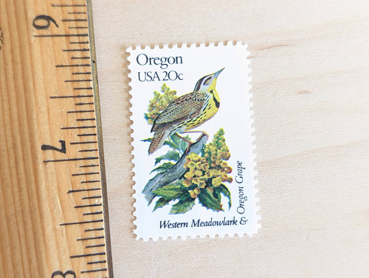 5 Oregon State Stamp, 20 Cent, 1982, State Bird and Flower, Unused Postage Stamps