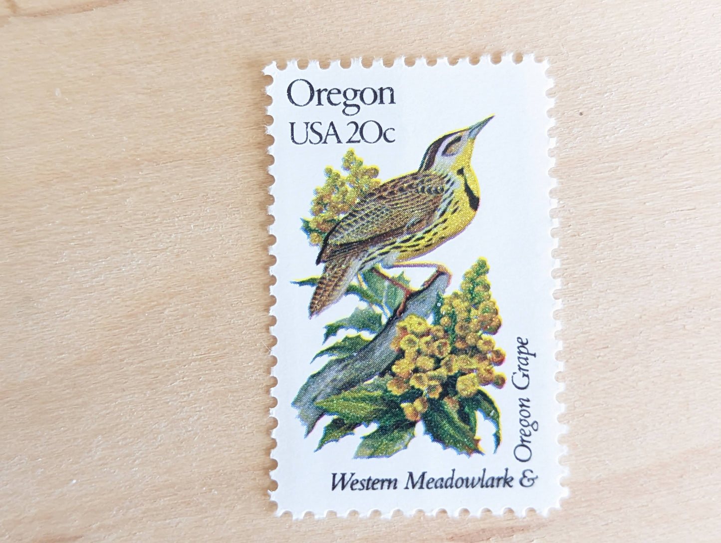 5 Oregon State Stamp, 20 Cent, 1982, State Bird and Flower, Unused Postage Stamps