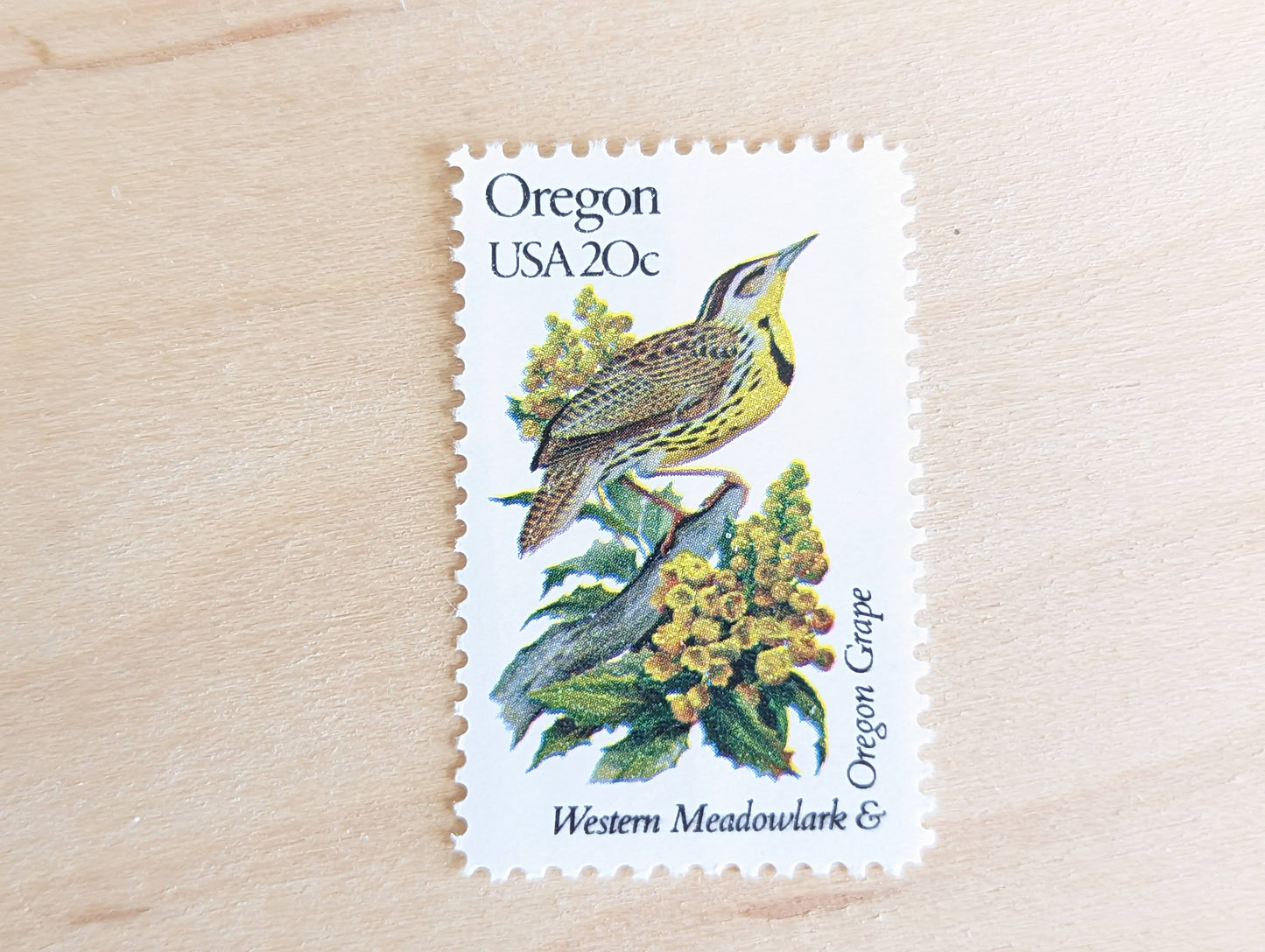 5 Oregon State Stamp, 20 Cent, 1982, State Bird and Flower, Unused Postage Stamps