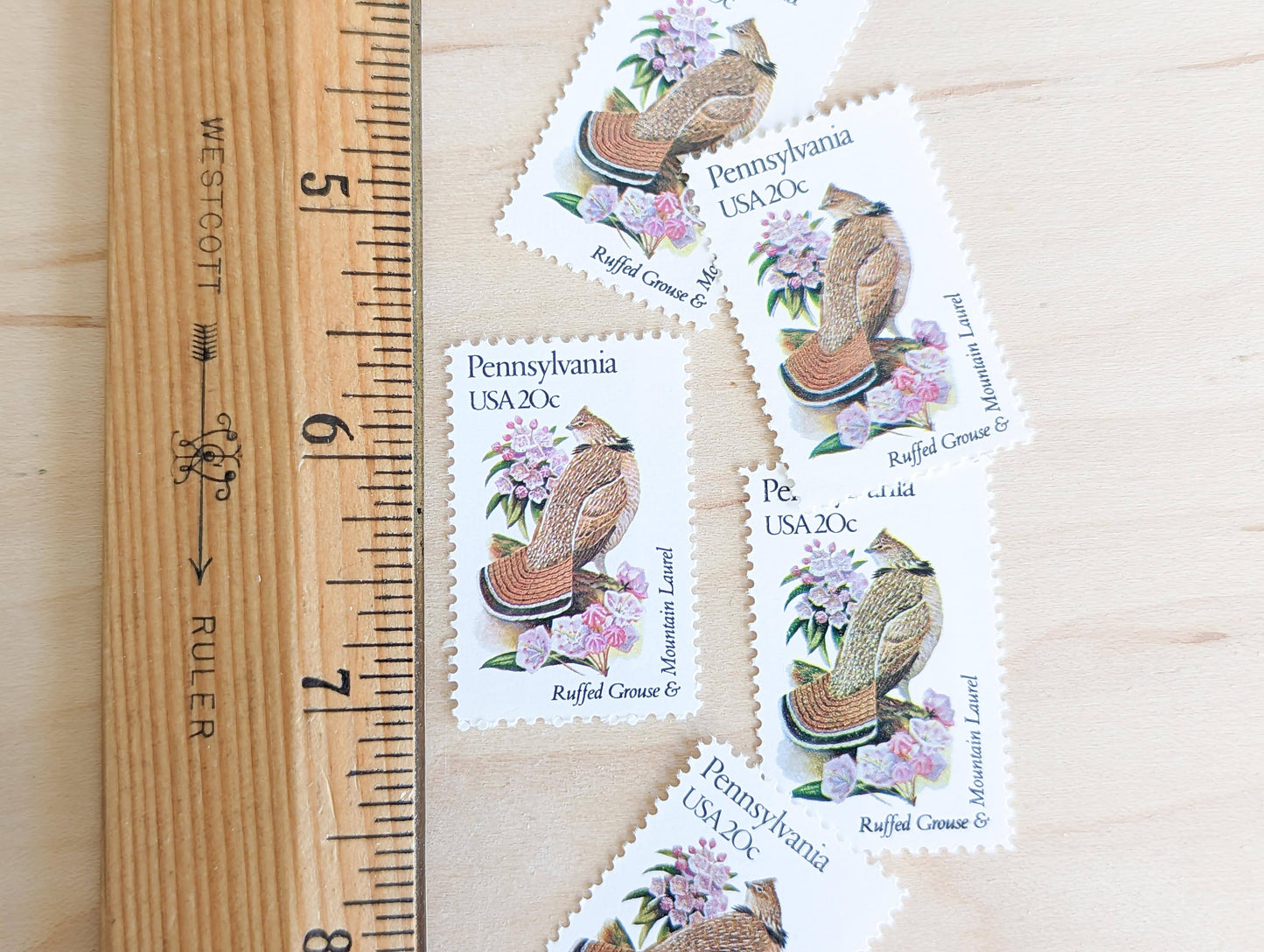 5 Pennsylvania State Stamp, 20 Cent, 1982, State Bird and Flower, Unused Postage Stamps