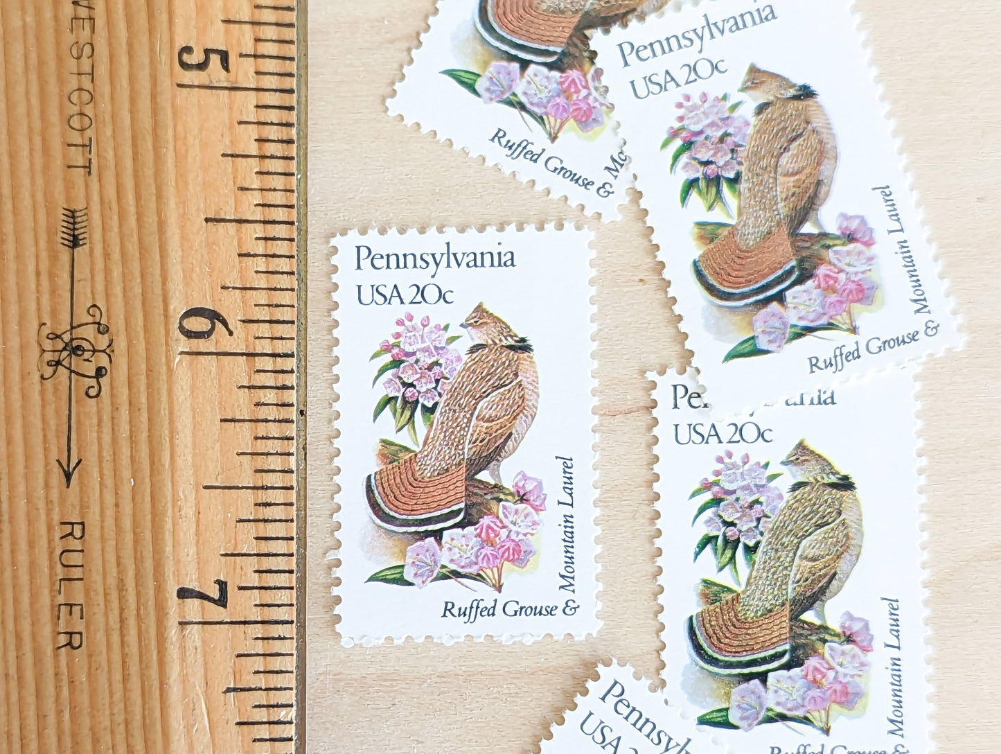 5 Pennsylvania State Stamp, 20 Cent, 1982, State Bird and Flower, Unused Postage Stamps