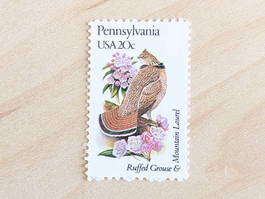 5 Pennsylvania State Stamp, 20 Cent, 1982, State Bird and Flower, Unused Postage Stamps