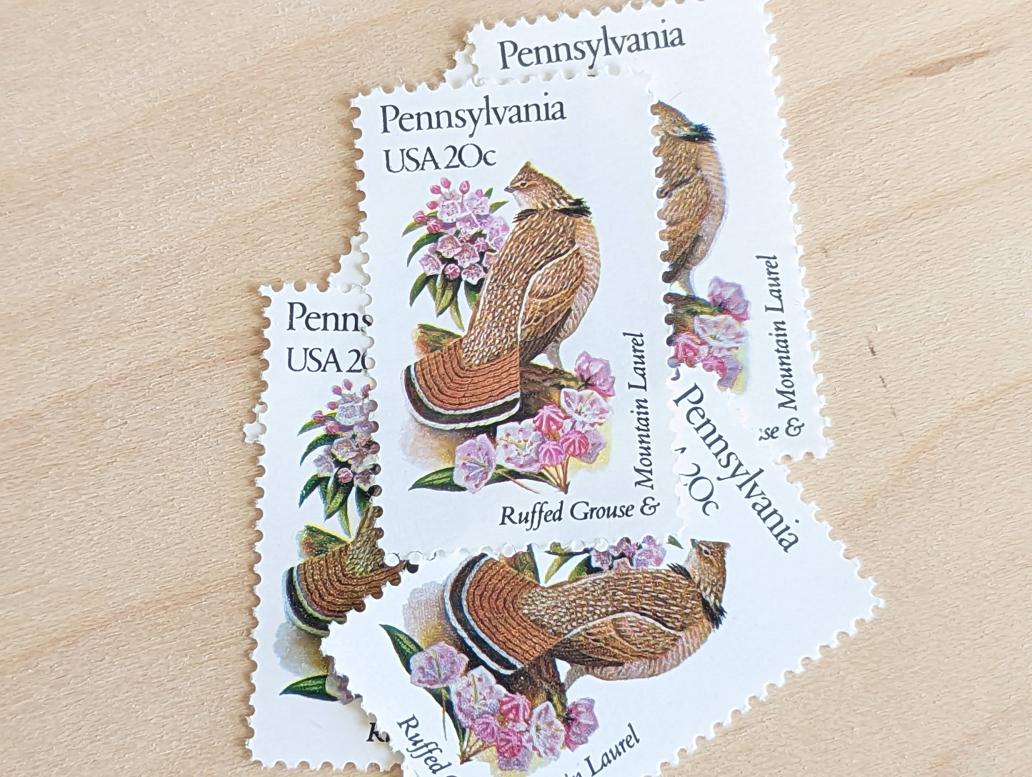 5 Pennsylvania State Stamp, 20 Cent, 1982, State Bird and Flower, Unused Postage Stamps