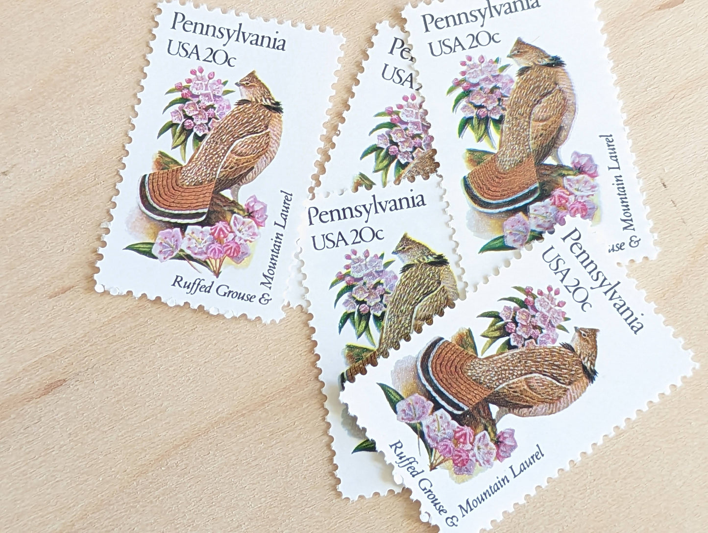 5 Pennsylvania State Stamp, 20 Cent, 1982, State Bird and Flower, Unused Postage Stamps