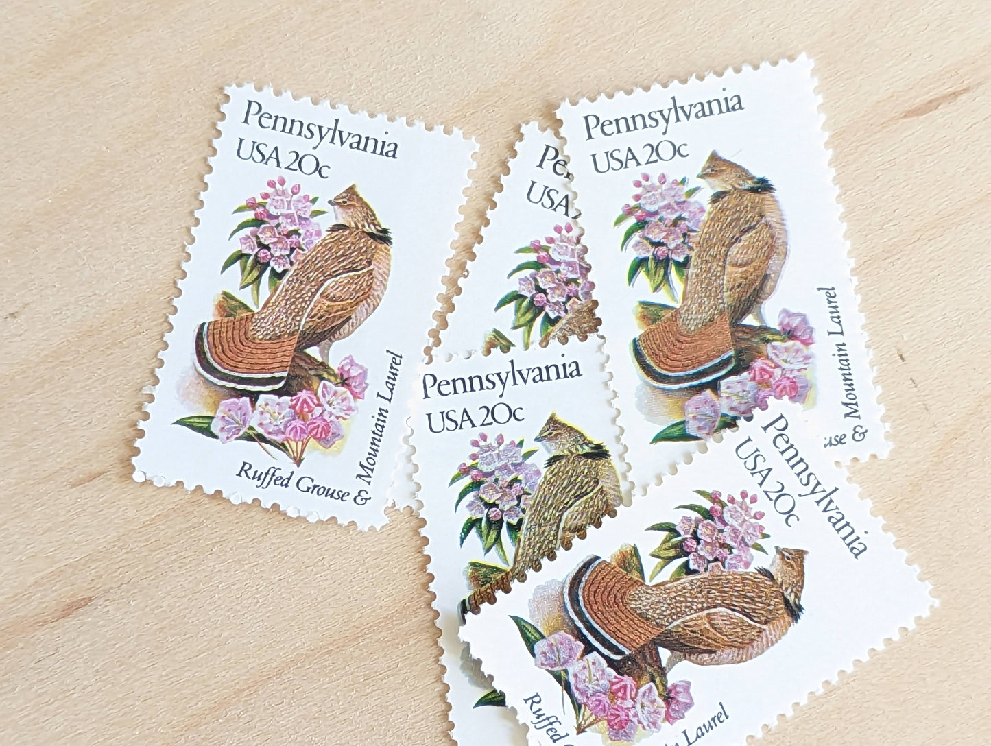 5 Pennsylvania State Stamp, 20 Cent, 1982, State Bird and Flower, Unused Postage Stamps