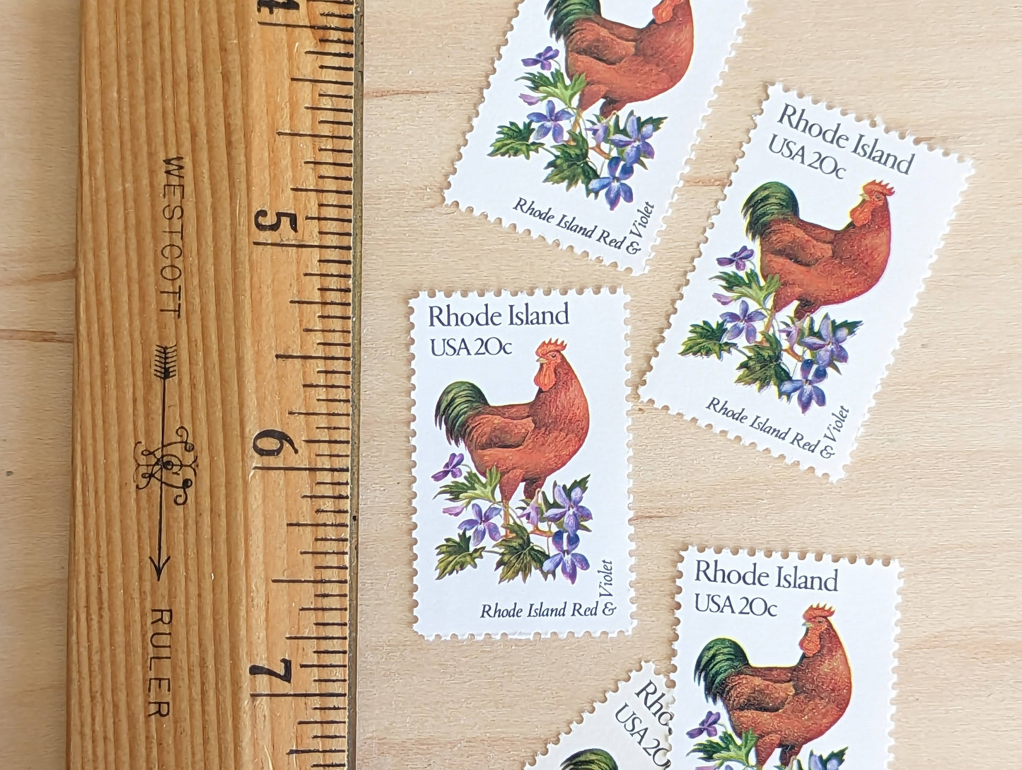 5 Rhode Island State Stamp, 20 Cent, 1982, State Bird and Flower , Unused Postage Stamps