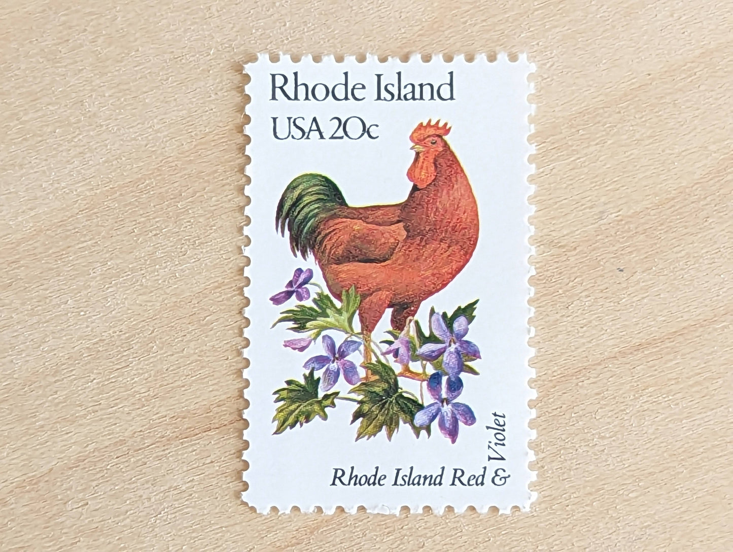 5 Rhode Island State Stamp, 20 Cent, 1982, State Bird and Flower , Unused Postage Stamps