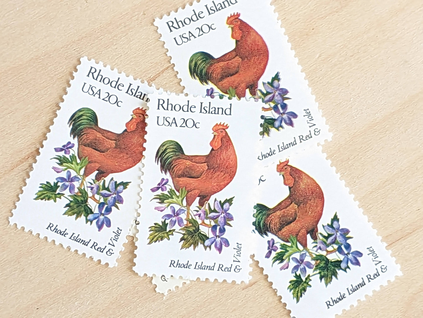 5 Rhode Island State Stamp, 20 Cent, 1982, State Bird and Flower , Unused Postage Stamps