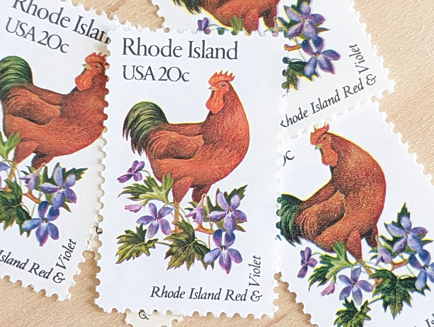 5 Rhode Island State Stamp, 20 Cent, 1982, State Bird and Flower , Unused Postage Stamps